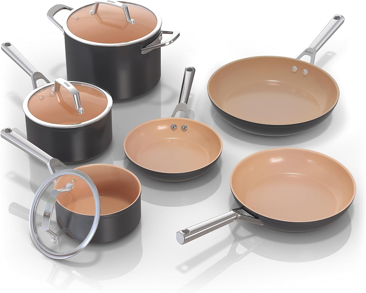 Ninja CW69010 NeverStick Comfort Grip 10-Piece Cookware Set